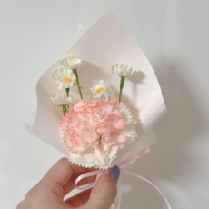 로데하 비누꽃 카네이션 조화 미니 꽃다발 성묘 추모 봉안당 납골당 산소, 투톤, 1개