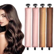 무열 컬러 여성용 새틴 점보 플렉시 로드 수면 헤어 컬러 열 오버나이트 컬 없음 - 모든 모발 유형에 적합 - XXL 4개, 무열 컬러, 여성용 새틴 점보 플렉시 로드, 수면 헤어