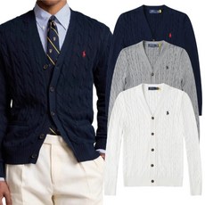 POLO小馬標 秋冬款老錢風針織外套 純棉V領麻花絞花修身百搭男士長袖開衫毛衣