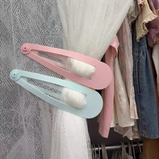 초대형 똑딱핀 커튼 문발 커튼핀 인테리어 방 꾸미기 소품, 1개, [2개입] 라이트핑크+라이트블루