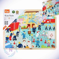 [픽네] 유아블록퍼즐 유아학습퍼즐 어린이집교구 원목퍼즐 48pcs 화재진압 퍼즐