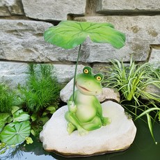 꼬모가든 연잎 우산 개구리 / 수반 장식 소품 / 수경 정원꾸미기 / 개구리 모형 /자연감성 피규어