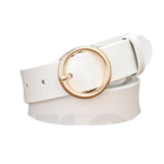 韓國金圓框寬皮帶/現貨/復古腰帶/圓環金扣皮帶/金屬釦環皮帶【MA02】, 白色