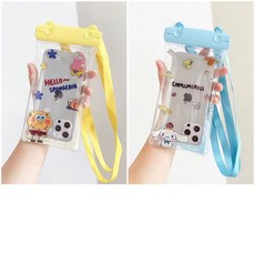 雙扣氣囊手機防水袋觸屏靈敏外賣溫泉手機殻遊泳漂流防水殻通用型 K8U3, 海綿寶寶+玉桂狗【2個裝/觸屏靈敏】, 1個