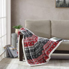 Eddie Bauer 울트라 소프트 플러시 셰르파 플리스 담요 엘크 스탠스 그레이, Fair Isle Black