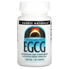 소스 네추럴스 EGCG ﻿에피갈로카테킨 갈레이트 350 mg 60 Tablets, 1개, 60정