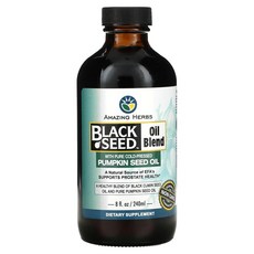 어메이징허브 냉압착된 호박씨유가 함유된 블랙 시드 오일 블렌드 8 fl oz 240 ml, 1개, 240ml