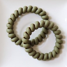 PVC 무광 꼬불이 머리끈 (올리브 그린) (10개 묶음), 10개 (낱개수량확인)