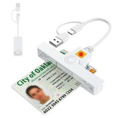 CAC 리더기 2 in 1 USB/타입 C 듀얼 커넥터 DOD 밀리터리 USB 일반 액세스 카드 타입 스마트 윈도우 맥 OS 미니 폴드 플러그 앤 플레이와 호환 13849, 화이트-335E