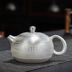 茶具禮品真銀包銀養生泡茶壺純手工紫陶鎏銀挑刀高檔家用單西施壺, 1個, 1L, 全鎏銀挑刀西施壺250CC:詳情
