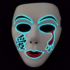 夜光鬼臉面具 萬聖節派對發光面具, 1個, 夜光7
