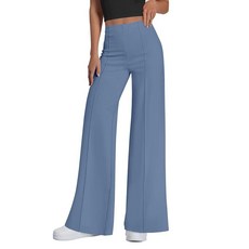 PRETTYGARDEN 여성용 와이드 레그 팔라초 팬츠 2026 드레시 캐주얼 라운지 운동 스웨트팬츠 하이 웨이스트 팬츠 네이비 블루 M