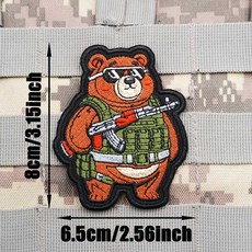 戰術小熊魔術貼 卡通小熊士氣章臂章 熊熊戰術識別章 刺繡布貼 徽章 戰術背心 頭盔DIY布貼 CP, 1個, AA48-2  魔術貼