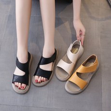 Komorebi 여성샌들 패션 여름 트레이닝 경량 소가죽 샌들 캐주얼 구두 클래식 여자 샌들