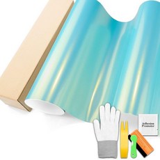 [ 1254299 ] 4.9미터 x 1.5미터(1.6피트) 코랄 글로스 블루 골드 카멜레온 메탈릭 컬러 시프트 색상 변경 비닐 랩 자동차 스티커 데칼 필름 시트 기포 방지 공기, 1.6FT x 5FT, 1개