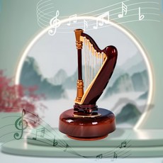 老羊樂器店 旋轉音樂盒 附發票 適用交換禮物, 1個, 豎琴造型