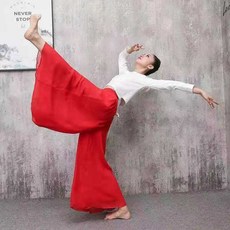 발레 바지 빅사이즈 여성용 하이웨스트 쉬폰 와이드 여름 댄스 요가 발레복 무용복 팬츠