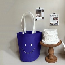 둥근 바닥 부직포 쇼핑백 복장 선물 소 중 대 손잡이 포장봉투 다색 미소, 25개, 자주색