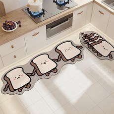 리빙쉘 귀여운 브레드 식빵 규조토 주방 발매트 3종, 40*120