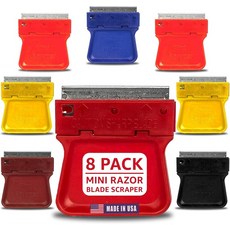 미니스크레이퍼 미니 면도기 페인트 데칼 긁기용 산 8팩 다양한 표면에 스티커와 이물질 라벨 부착