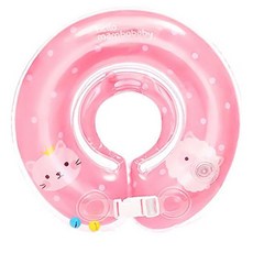 現貨 嬰兒寶寶卡通游泳脖圈 游泳用品 頸圈 粉色 波波熊, 1個