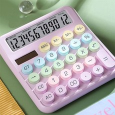 더욜픽 사무용 태양열 기계식 파스텔 예쁜 계산기 대형, 1개, 파스텔퍼플