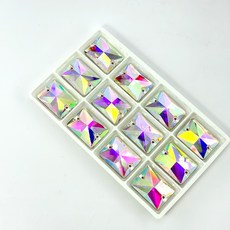 비즈라이프 쏘온스톤 직사각 크리스탈 AB, 1봉, 18*25mm