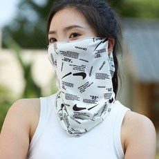 冰絲防曬面罩掛耳式面紗騎行防曬面罩遮陽運動護頸透氣男(網眼款)白色彎鉤均碼, 1個, 均碼