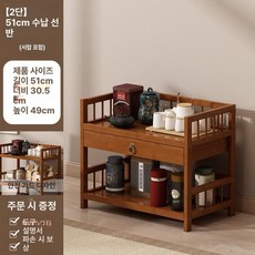 원목 서빙 바퀴 수납 선반 트레이 이동식 트롤리 웨건, 1개, 티 컬러 단일 서랍 2칸 52cm