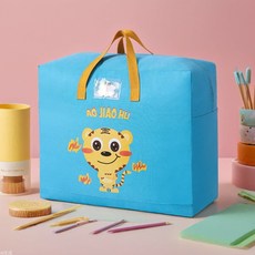NEW 臺灣新款被子收納袋，牛津布裝被子，幼兒園卡通棉被袋，防塵衣物加厚行李搬家袋, 1個, 湖藍長頸鹿,45*20*40小號