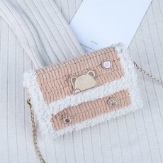 嘉義出貨 diy包包 diy手工縫紉 diy刺繡 手工diy材料包 手工制作禮物包包自制編織包毛線全套 手織手編女包, 1個, A卡其色冰條款-小熊包【材料+教程】