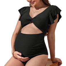 출산 수영복 프리프스 원피스 수영복 모노 키니 하이 컷 v- 넥 임신 수영복 모성 비키니 수영복, S