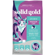 Solid Gold 素力高 室內成貓專用 無穀雞肉扁豆蘋果配方飼料, 1個, 化毛野鮭 (成貓), 5.44kg, 鮭魚