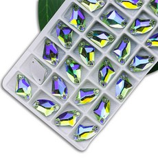 도끼 AB 장식 라인석 은하계 크리스탈 웨딩 라인석 바느질 유리 플랫백 모양 컬러 납유리, [39] Light Green AB, [02] 12x19mm 28pcs, 1개, [26] Light Green AB