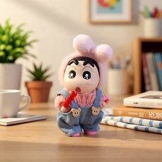 蠟筆小新 玩偶公仔 揹帶褲毛絨擺件 桌面創意女生禮物, 1個, 粉櫻小新 高12cm