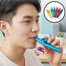 메탈 카주 음악 치료 악기 교육용 교구 떨림막 허밍 카쥬 까주 까쥬 관악기 휘파람, 1개, 블루
