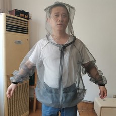 모기장옷 양봉옷 벌옷 입는모기장 방충망 벌초 낚시, 밝은 회색, 1개