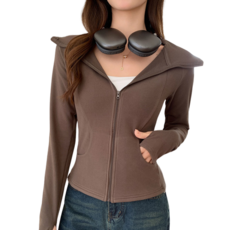 OniWear 秋冬新款修身連帽外套 收腰瑜珈短版上衣外套 運動外套