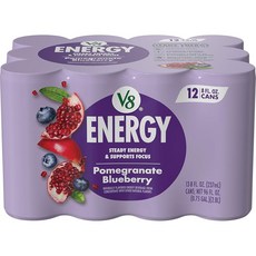 진짜 야채와 과일 주스로 만든 V8 +Energy 오렌지 파인애플 에너지 음료 8 FL OZ 캔(6팩), 355ml