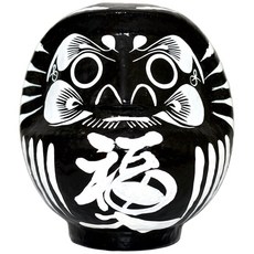 日本製 開運彩繪達摩福神不倒翁 群馬縣高崎生產 新潮雙色 12cm, 黑色