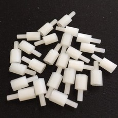 佑 HTS-308 (Ø5.6x8L 6mm) M3系列 塑膠銅柱 塑料內外螺紋單頭六角隔離柱, 100pcs/包