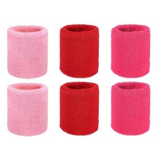 YELARXI 손목 밴드 스웨트밴드 스웨트 스포츠용 7.6x6.4cm(3x2.5인치) 및 6팩 핑크 핏 (테니스/농구/축구/달리기/운동/청소년용), 핑크/스칼렛/라이트 로즈 레드