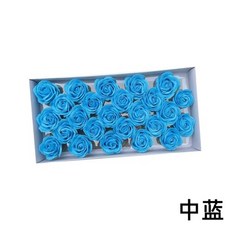두꺼운 5겹 비누꽃 크리스마스 시뮬레이션 장미꽃 받침대 포함 큰 꽃송이 커플 칠석 선물, 31)5겹 [미디엄 블루] 상자당 25송이