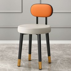 화장대의자 등받이 스툴 메이크업 카페 양털 흰색 파우더룸 침실 수툴, 블랙백 오렌지그레이