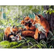숫자로 그리는 유화 여우 그림 동물 프레임 캔버스 선물프레임리스, 10. 995835