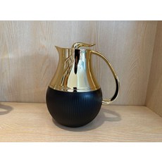 엔틱 실버 주전자 앤틱 수공예 다기 디자인 럭셔리 차, 1개, 1L, 블랙 골드 구형 보온병