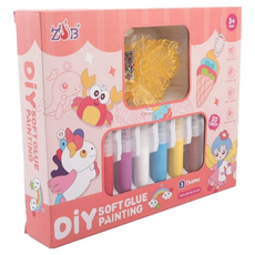 ZUB 兒童卡通免烤膠畫 DIY立體水晶畫 女孩手工塗色塗鴉 生日禮物, 多色, 1個