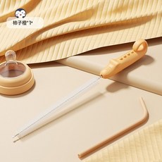 奶瓶吸管刷水壺導管清潔刷水杯管子清洗神器嬰兒奶瓶刷藕洞清洗刷, 奶嘴吸管刷-橙色:如圖所示, 1個