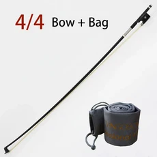 5 크기 검은 탄소 섬유 4/4 3/4 1/2 1/4 1/8 크기 바이올린 활 좋은 품질 흑단 개구리 흰색 바이올린 활 머, 01 74.5cm bow and bag