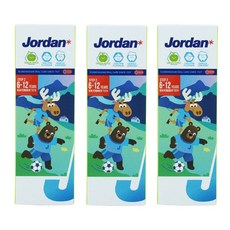 Jordan 兒童新恆齒牙膏 6-12歲 綠色蘋果口味 1000ppm氟, 75g, 3個